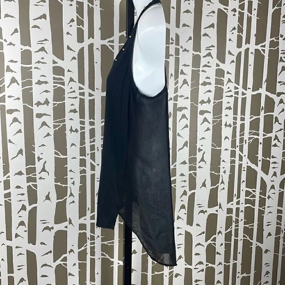 Express Black Studded Sheer Back High Low Tank Top sz S - Picture 4 of 7